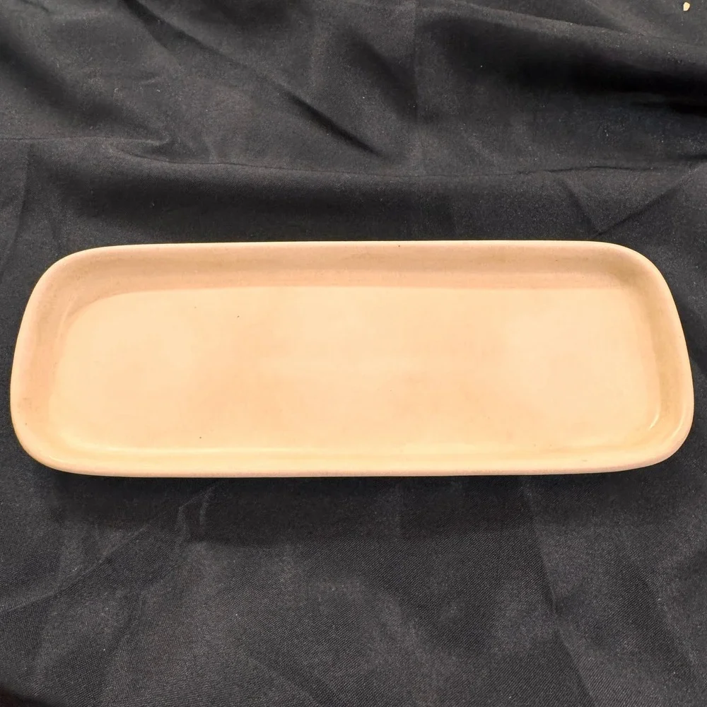Pier 1 China Trinket Dish‎ Plate Catchall Vanity Tray Matte Beige Candle Holder